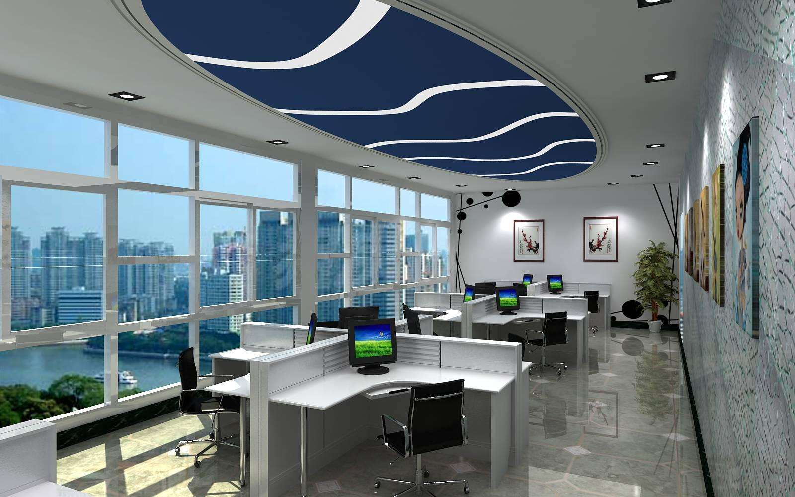松江2000平米实业公司办公室设计装潢图