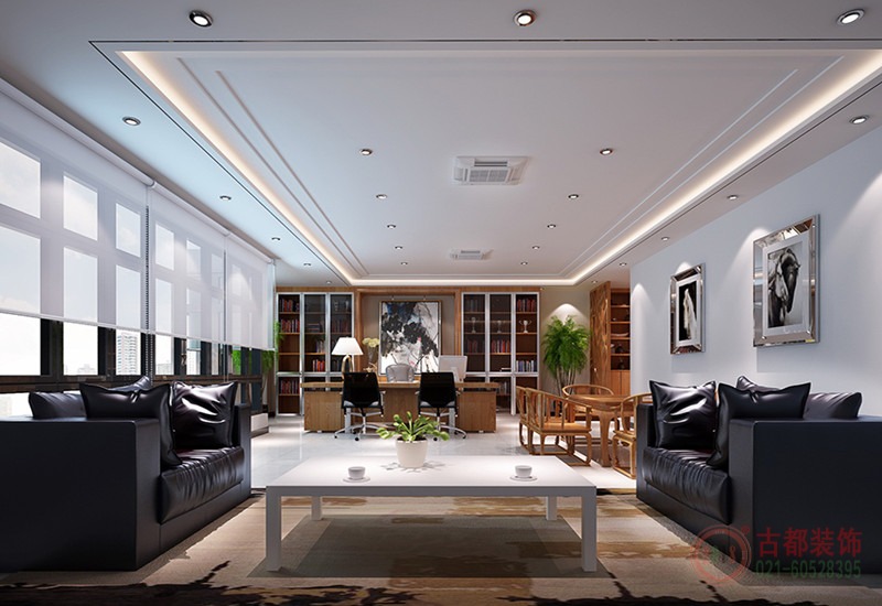 长宁280平中式风格办公设计装修效果