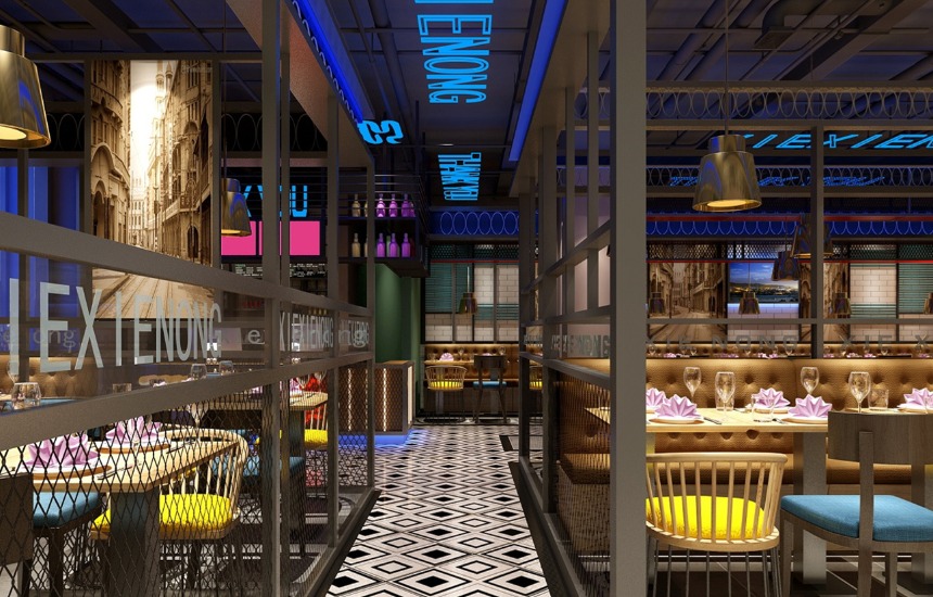 工业风自助餐厅装修设计