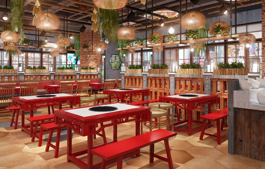 复古中式火锅店装修设计