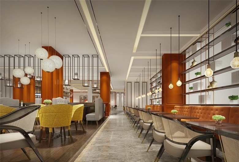 浦东260平自助餐厅设计布局图