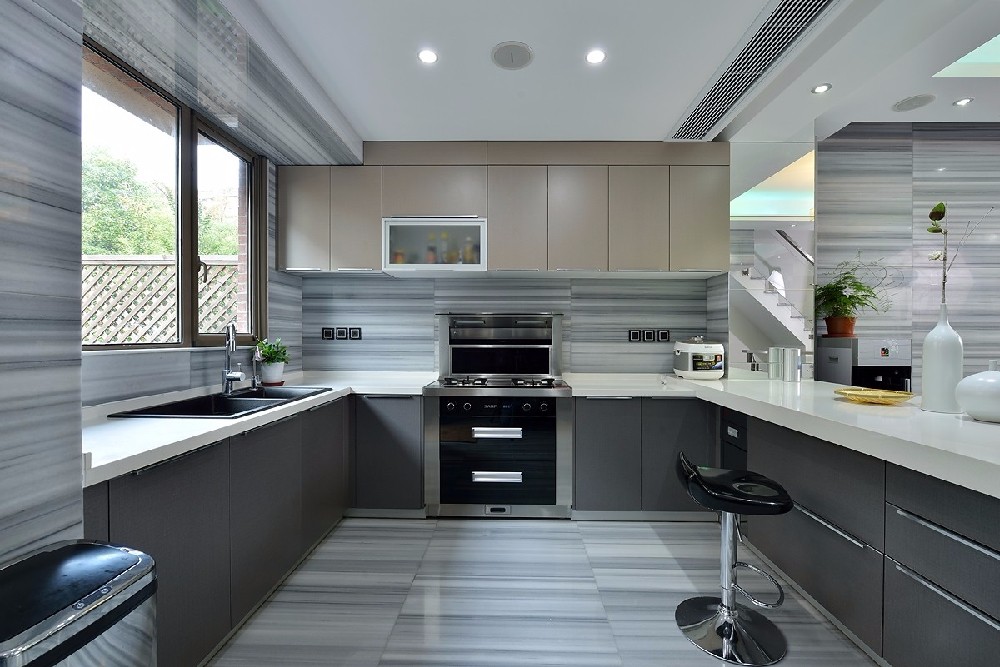 厨房转角吧台装修效果图（打造时尚实用的厨房空间）,厨房转角吧台装修效果图（打造时尚实用的厨房空间）,第1张